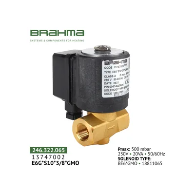 Brahma Válvula de gas E6G*S10*3/8*GMO 13747002