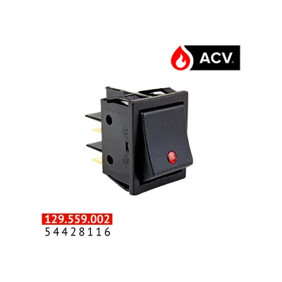 ACV Interruptor 22x30 2p 1/0 + luz roja 54428116
