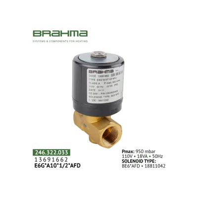 Brahma Electroválvula de gas E6G*A10*1/2*AFD 13691662