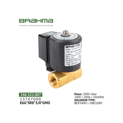 Brahma Electroválvula de gas E6G*SR8*3/8*GMO 13767000