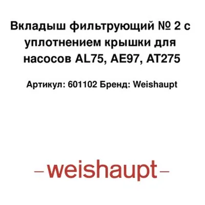 Weishaupt Inserto del filtro 601102