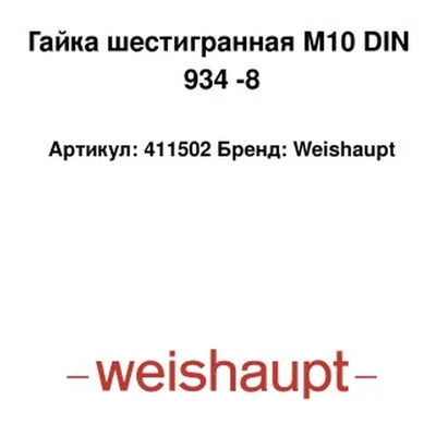 Weishaupt Hexagon Nut M10 411502