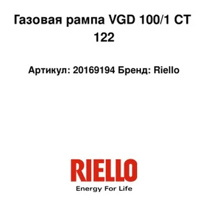 Riello Gas Ramp VGD 100/1 CT 122 20169194